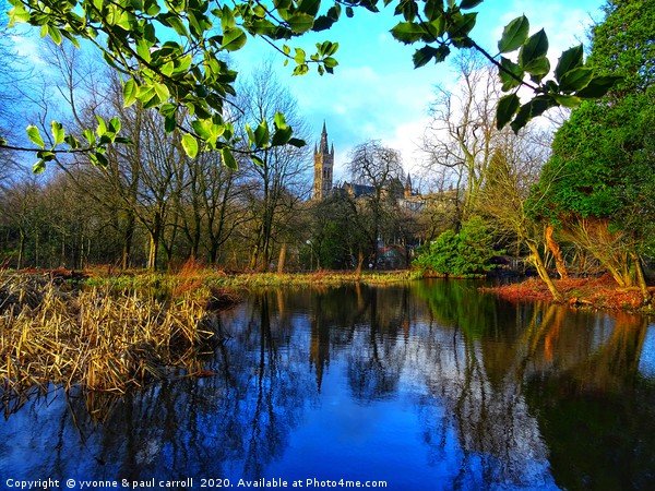Glasgow University tower from Kelvingrove Park Picture Board by yvonne & paul carroll