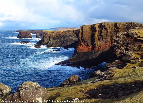 Eshaness sea cliffs, Shetland Framed Mounted Print by yvonne & paul carroll