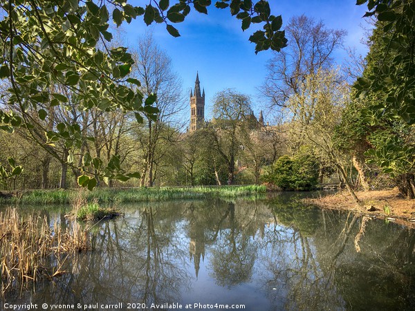 Reflections of Glasgow University tower from Kelvi Picture Board by yvonne & paul carroll