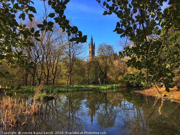 Iconic Glasgow University reflected in the pond in Picture Board by yvonne & paul carroll