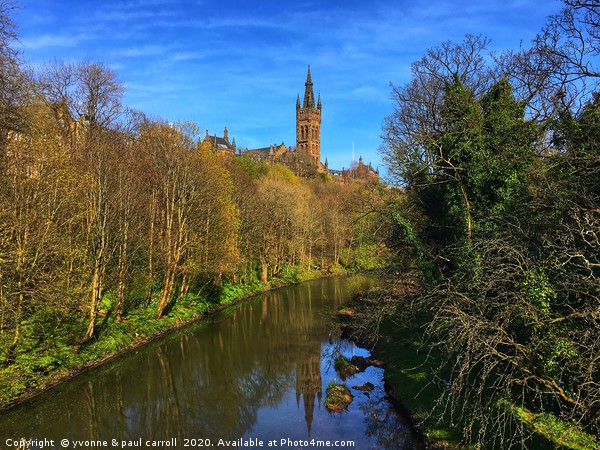 Glasgow University reflected on the River Kelvin Picture Board by yvonne & paul carroll