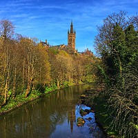 Buy canvas prints of Glasgow University reflected on the River Kelvin by yvonne & paul carroll