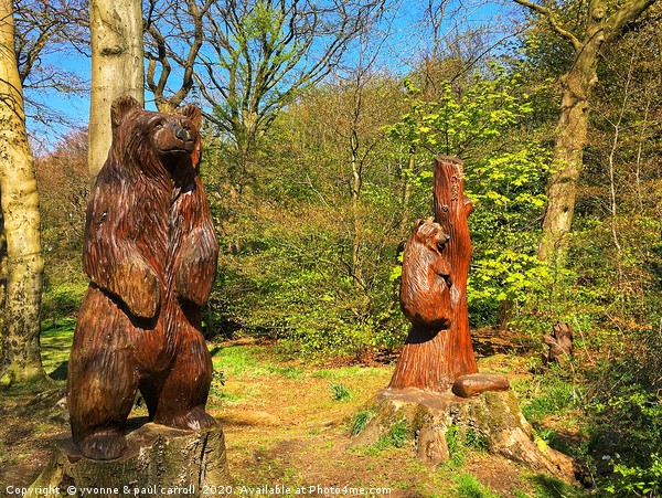 Wood carvings in Cairnhill Woods, Glasgow Picture Board by yvonne & paul carroll