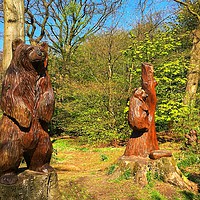 Buy canvas prints of Wood carvings in Cairnhill Woods, Glasgow by yvonne & paul carroll