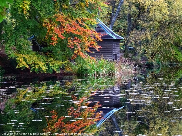 The boathouse at Loch Dunmore in Autumn Picture Board by yvonne & paul carroll