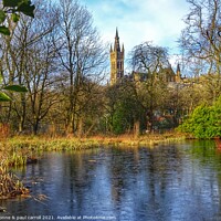 Buy canvas prints of Kelvingrove pond and Glasgow University by yvonne & paul carroll