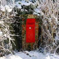 Buy canvas prints of post box in the snow by Lynne Easton
