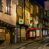 Buy canvas prints of York cobbled street at night by Susan Leonard