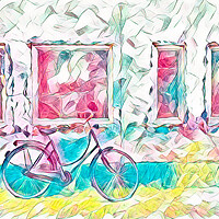 Buy canvas prints of Abstract bicycle after a ride by Susan Leonard