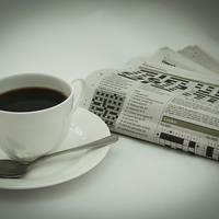 Buy canvas prints of BLACK COFFEE & NEWS PAPER by David Pacey