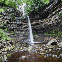 Buy canvas prints of Hardraw Scaur Waterfall by David Pacey