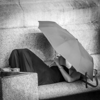 Buy canvas prints of  Lady with Umbrella  by Phil Robinson