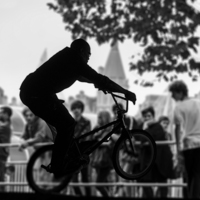 Buy canvas prints of  BMX Biker at the skateboard park, South bank  by Phil Robinson