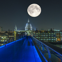 Buy canvas prints of  St Pauls and Super Moon  by Phil Robinson