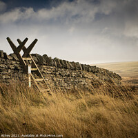 Buy canvas prints of Stile over Dry stone wall by Heather Athey