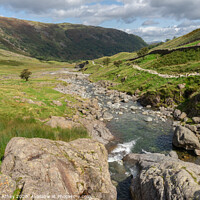Buy canvas prints of Seathwaite valley & Grains Gill by Heather Athey
