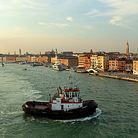 Buy canvas prints of Tug into Venice by Graeme B