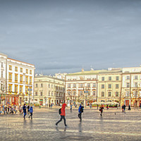 Buy canvas prints of Busy Krakow Square by Graeme B