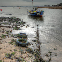 Buy canvas prints of Solitary Boat at Bude in Cornwall by Dave Bell