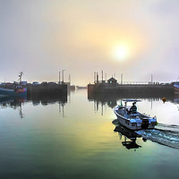 Buy canvas prints of Early morning  Padstow harbor is still. by Dave Bell