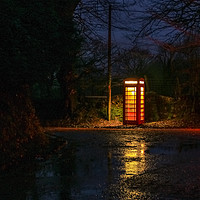 Buy canvas prints of Bodmin Moor Phone Box In The Rain At Night by Dave Bell