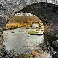 Buy canvas prints of Clapper Bridge at Post Bridge on Dartmoor. by Dave Bell