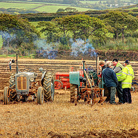Buy canvas prints of Vintage Tractor Ploughing  Match by Dave Bell