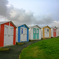Buy canvas prints of Curving Beach Huts by Dave Bell