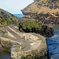 Buy canvas prints of Boscastle Harbour Entrance. by Dave Bell
