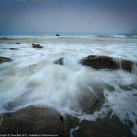 Buy canvas prints of Rocky Sea Shore Foaming Water by Dave Bell