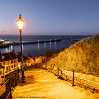 Buy canvas prints of Whitby harbour viewed from 199 Steps by Martin Williams