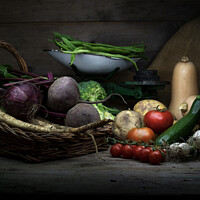 Buy canvas prints of Harvest vegetables still life photography by Martin Williams