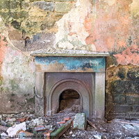 Buy canvas prints of Derelict fireplace in an abandoned house on the north york moors by Martin Williams