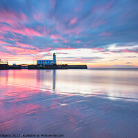 Buy canvas prints of Sunrise over Scarborough south bay, North Yorkshire by Martin Williams