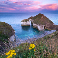 Buy canvas prints of Sunset at High Stacks Arch, Flamborough Head by Martin Williams