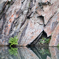 Buy canvas prints of Abstract rock and reflections in Rydal cave, lake district by Martin Williams