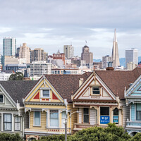 Buy canvas prints of Painted Ladies row of victorian houses Alamo Square, San Francis by Martin Williams