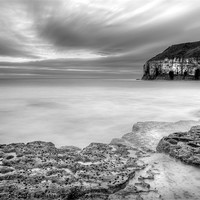 Buy canvas prints of Thornwick Bay -Mono by Martin Williams