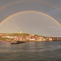 Buy canvas prints of Double Rainbow over Whitby by Martin Williams