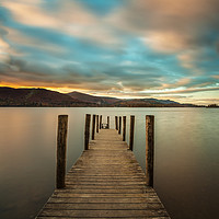 Buy canvas prints of The sun sets over Derwent Water at Ashness Jetty by Martin Williams