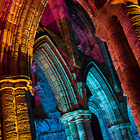 Buy canvas prints of Whitby Abbey Illuminated for Halloween by Martin Williams