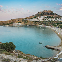 Buy canvas prints of View of Lindos over Lindos Bay by Martin Williams