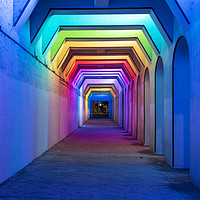 Buy canvas prints of LED Rainbow Tunnel, Birmingham Al by Martin Williams