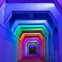 Buy canvas prints of LED Rainbow Tunnel, Birmingham Al by Martin Williams