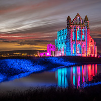 Buy canvas prints of Whitby Abbey - Illuminations Oct 2018 by Martin Williams