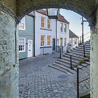 Buy canvas prints of View from alleyway at the base of 199 steps, Whitb by Martin Williams