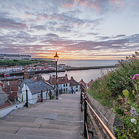 Buy canvas prints of Whitby 199 steps, Summer Sunset by Martin Williams