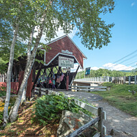 Buy canvas prints of Bartlett Covered Bridge Gift Shoppe White Mountains by Martin Williams