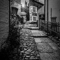 Buy canvas prints of The Openings Robin Hoods Bay - Mono by Martin Williams