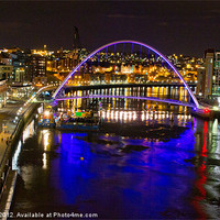 Buy canvas prints of Newcastle Millennium Bridge by Night by Paul Black